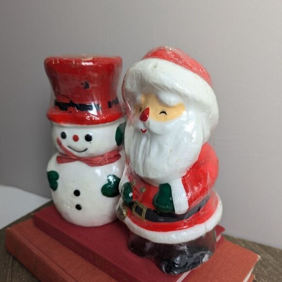 Vintage Christmas Candles wax Santa Claus snowman new 7.5 inch set - Picture 2 of 6